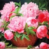 Pink Peonies Bouquet Basket Diamond Painting