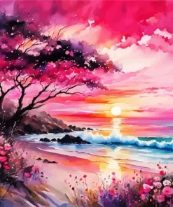 Pink Sunset Art Diamond Painting