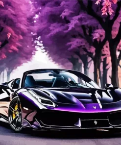 Purple Ferrari 488 Art Diamond Painting
