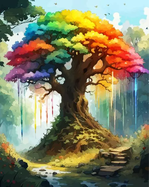rainbow tree art Diamond Paints Rainbow Tree Art Diamond Painting