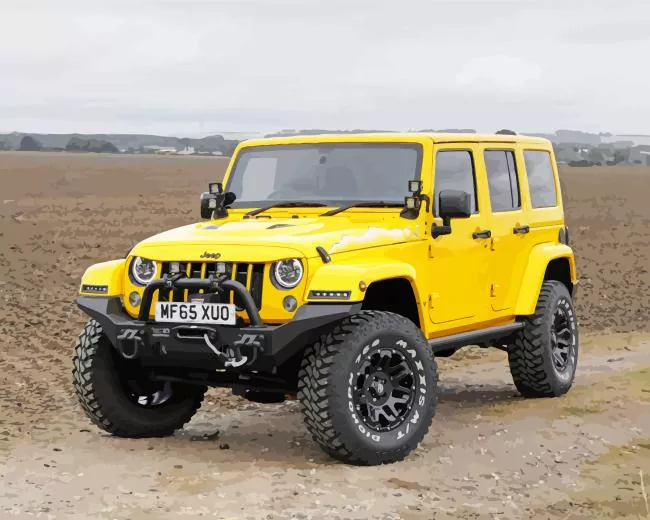 yellow jeep wrangler Diamond Paints Yellow Jeep Wrangler Diamond Painting