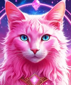 Adorable Pink Cat Diamond Painting