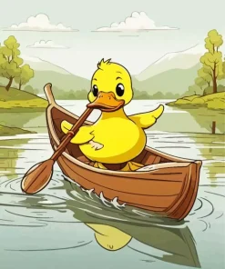 Duckling On Brown Boat Diamond Painting