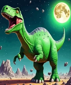 Mad Green Brontosaurus Diamond Painting