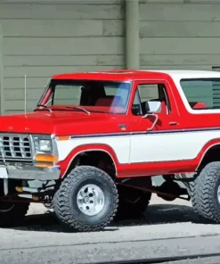 White Red Ford Bronco Diamond Painting