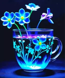 Blue Flowers In A Cup Diamond Painting
