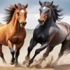 Brown And Black Horses Diamond Painting