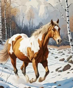 Brown And White Horse Diamond Painting