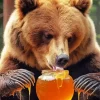 Brown Bear Eating Honey Diamond Painting