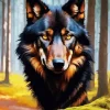 Brown Black Wolf Diamond Painting