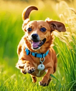 Brown Chiweenie Running Diamond Painting