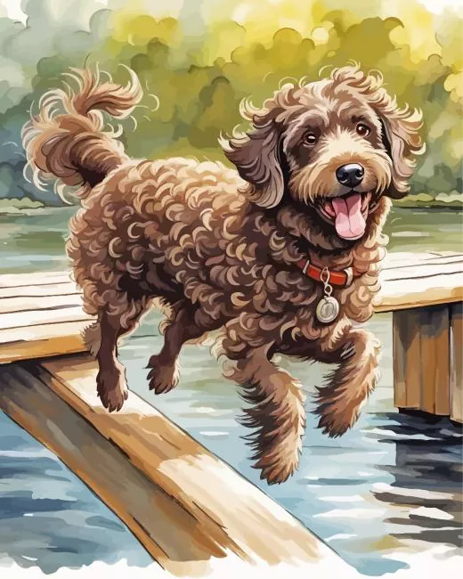 brown curly poodle Diamond Paints Brown Curly Poodle Diamond Painting