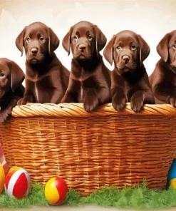 Brown English Labrador Puppies Diamond Painting