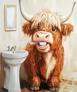 Brown Highland Calf Art Diamond Painting