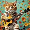 Cat Playing Guitar Diamond Painting