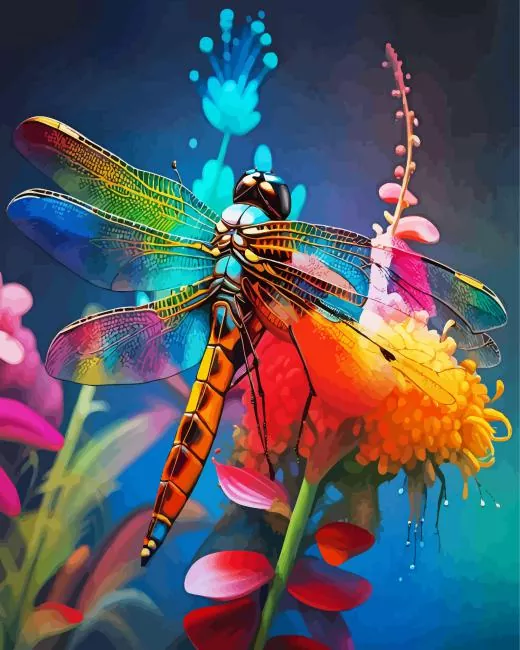 colorful flower dragonfly Diamond Paints Colorful Flower Dragonfly Diamond Painting