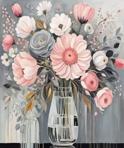 Cool Flower In Glass Vase Art Diamond Painting