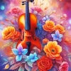 Cool Flowers Violin Diamond Painting
