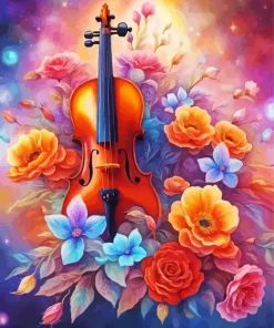 Cool Flowers Violin Diamond Painting