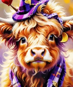 Cool Fluffy Baby Brown Cow Diamond Painting