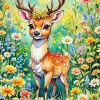 Cute Flowers Deer Diamond Painting