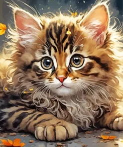 Cute Fluffy Tabby Kitten Diamond Painting