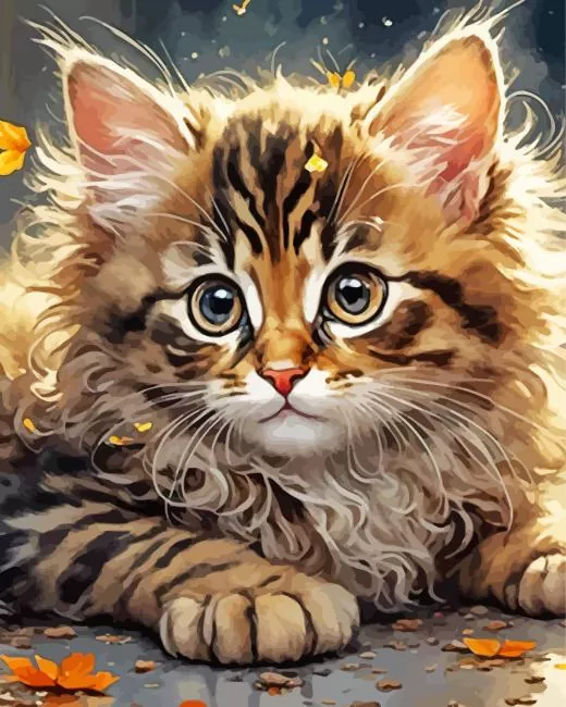cute fluffy tabby kitten Diamond By Numbers Cute Fluffy Tabby Kitten Diamond Painting