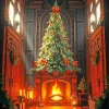 Fireplace And Christmas Tree Diamond Painting