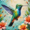 Flower And Hummingbird Art Diamond Painting