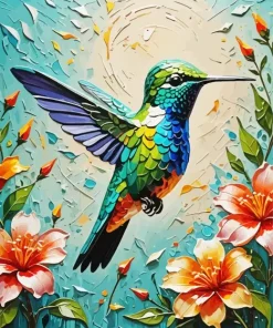 Flower And Hummingbird Art Diamond Painting