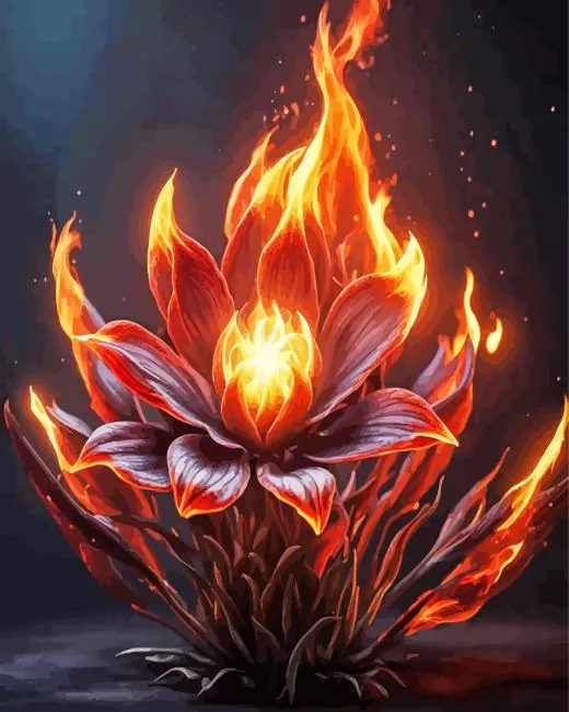 flower burning art Diamond With Numbers Flower Burning Art Diamond Painting