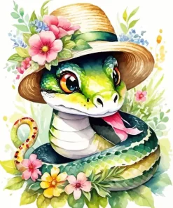 Flower With Snake Diamond Painting