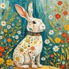 Flowers And Bunny Art Diamond Painting