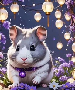 Flowers And Hamster Art Diamond Painting