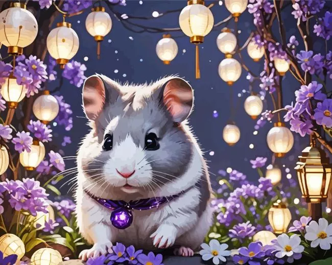 flowers and hamster art Diamond Paints Flowers And Hamster Art Diamond Painting