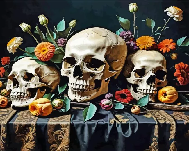 flowers and skulls art Diamond Paints Flowers And Skulls Art Diamond Painting