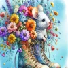 Flowers In Boots And Mouse Diamond Painting