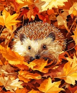 Hedgehog With Leaves Diamond Painting