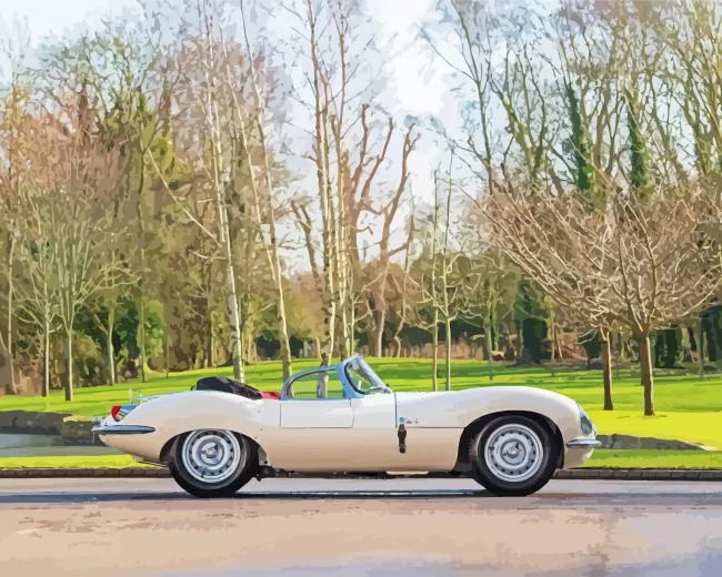 jaguar xkss car Diamond With Numbers Jaguar XKSS Car Diamond Painting