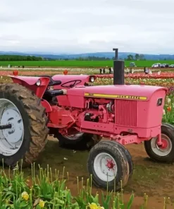 John Deere Pink Tractor Diamond Painting