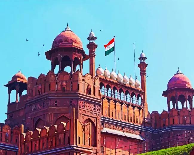 red fort india Diamond With Numbers Red Fort India Diamond Painting