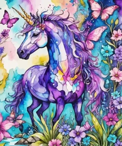 Unicorn And Flowers Diamond Painting